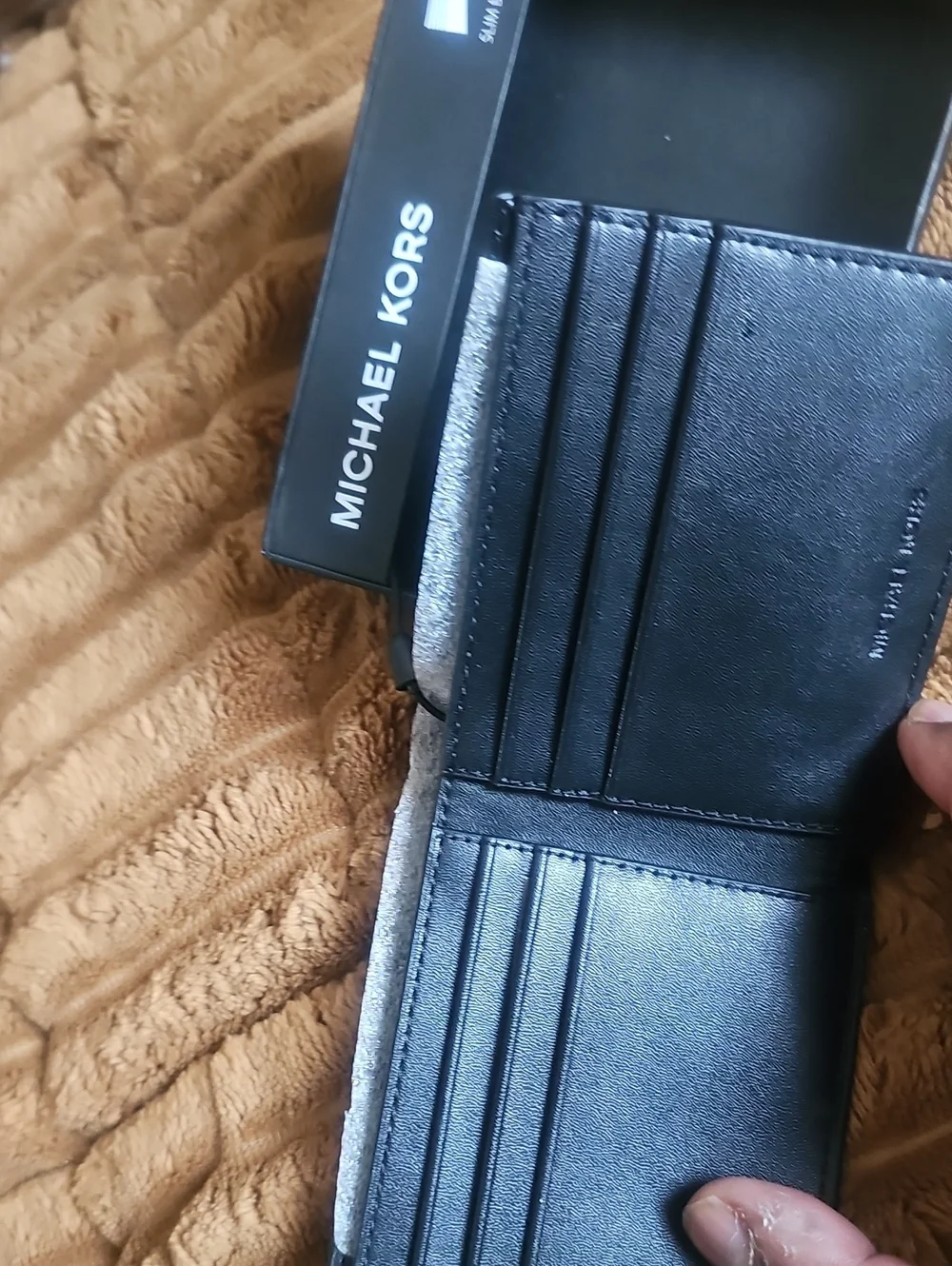 Michael Kors Black Textured Slim Billfold Wallet